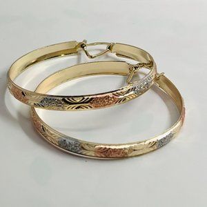 Tri tone Gold Earrings, Gold Hoops, Gold filled earrings, Brazilian Jewelry